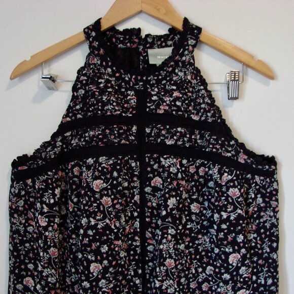 Anthropologie Maeve Floral Crochet Lace Halter Blouse Top Black Size Medium - Picture 5 of 16